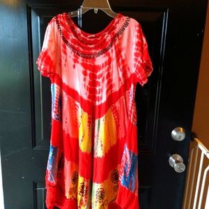 Shoreline Free Size Beach Dress Rainbow Pride Tie Dye Hippie 🌈☮️✌️